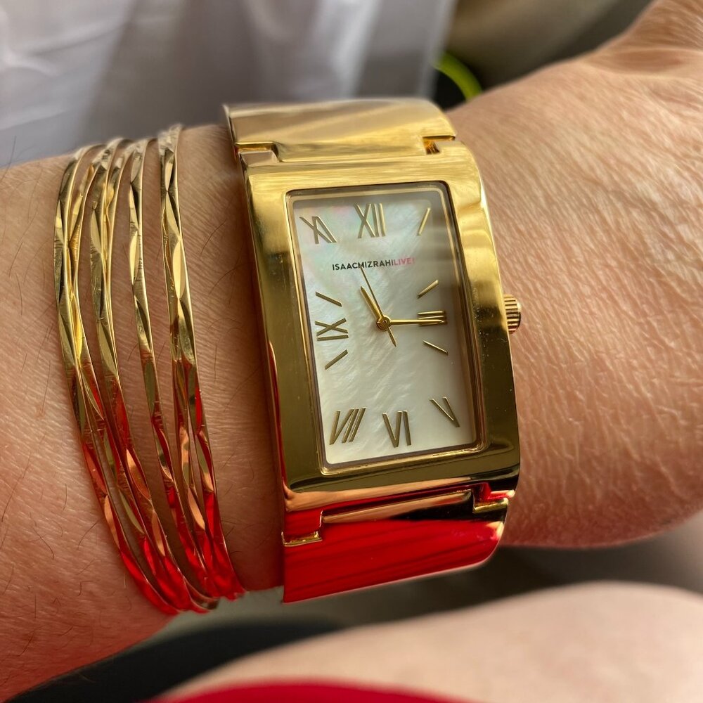 ISAAC MIZRAHI LIVE Chunky Gold Bracelet Watch